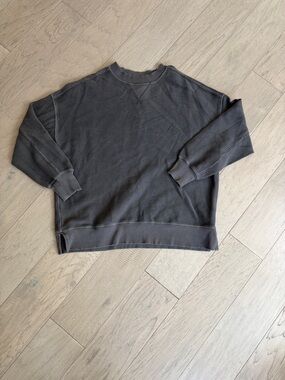 aerie Men's Charcoal Crewneck Waffle Thermal Sweater